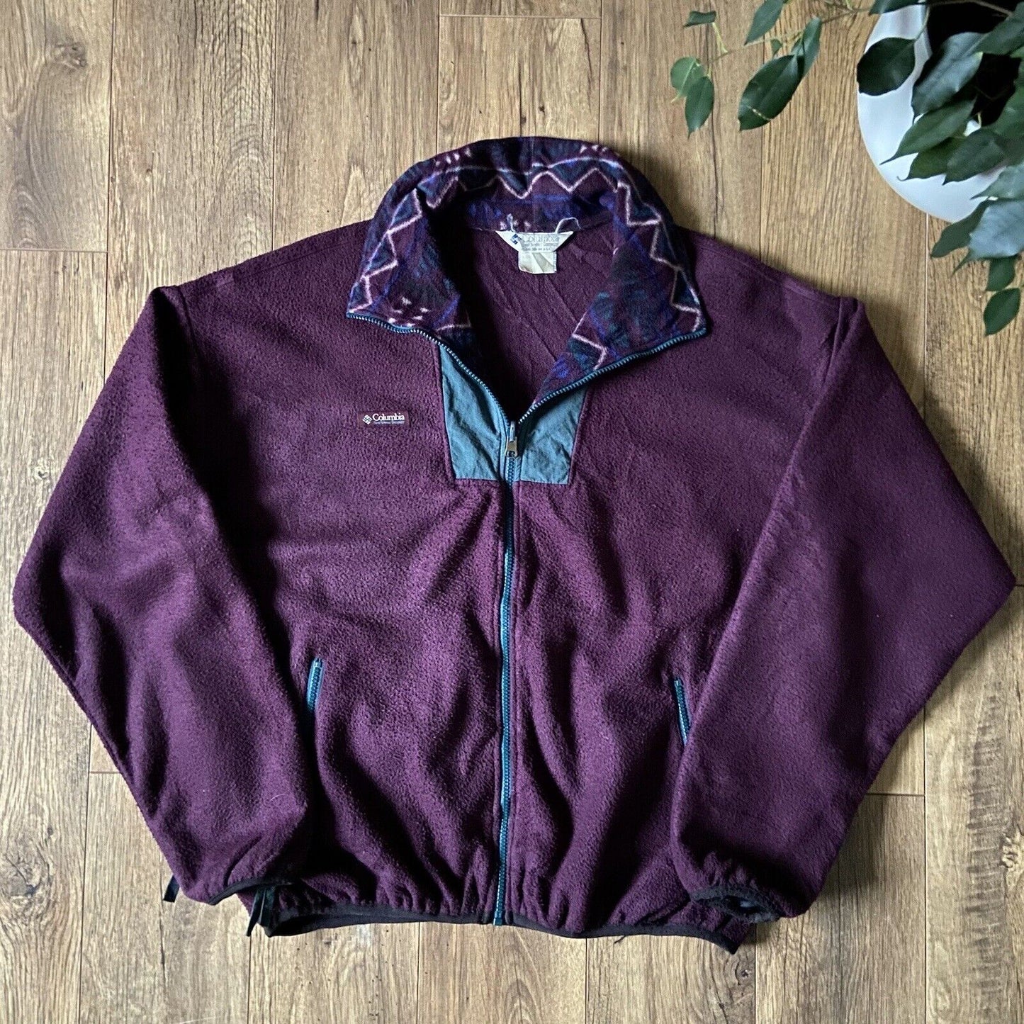 Vintage Columbia Zip Fleece Size XL 90s Burgundy Green