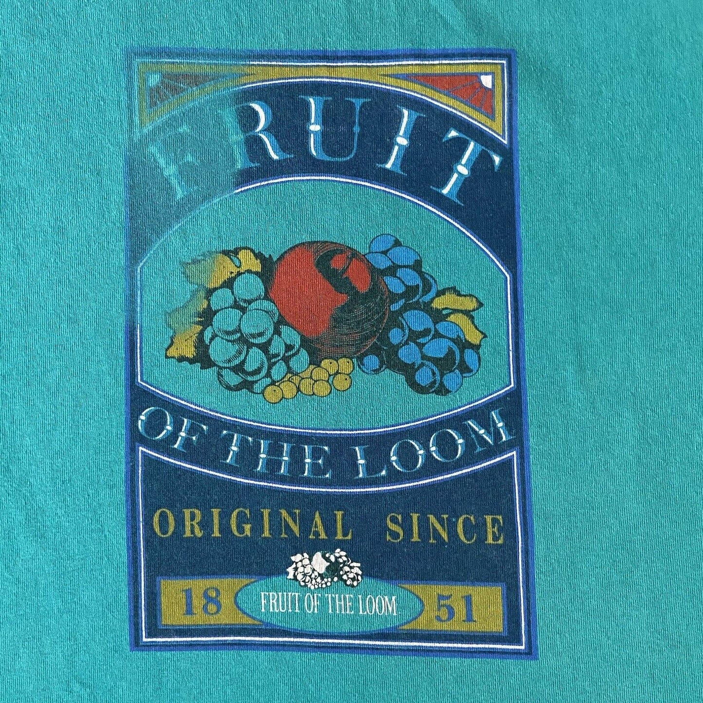 Vintage Single Stitch Graphic T Shirt Size L 90s Green Fruit Of The Loom