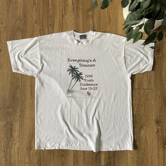 Vintage Graphic Single Stitch T Shirt Size XL 90s White USA Souvenir Tourist